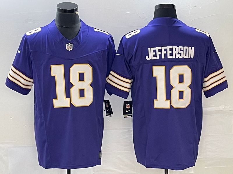 Men Minnesota Vikings 18 Jefferson Purple Nike Throwback Player Game NFL Jersey